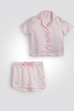 סט פיג’מה מכופתרת סאטן לילדות