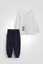 חליפת גן עם גרפיקה סקייטר לבנים | דלתא