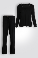 סט פיג'מה ריב בשילוב תחרה | דלתא