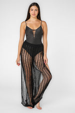 מכנסי חוף סרוגים ארוכים בצבע שחור