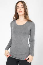 חולצה תרמית ארוכה מנצנצת לנשים בצבע אפור