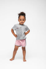 חליפת גן קצרה לילדות בצבע ורוד ואפור - MASHBIR//365