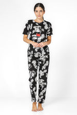 סט פיג'מה מיקי וחברים לנשים בצבע שחור