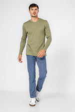 מארז 2 חולצות V שרוול ארוך ירוק זית