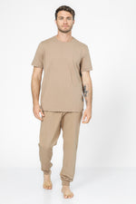 סט פיג'מת מעבר בצבע חום