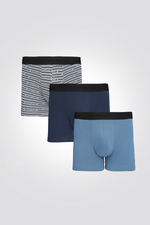 מארז שלישיית בוקסרים קלאסיים בגווני כחול