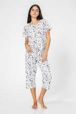 סט פיג'מה סנופי לנשים 3/4 בצבע לבן