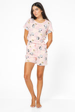 סט פיג'מה קצרה סנופי ורודה
