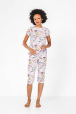 סט פיג'מה 3/4 סנופי בחוף הים בצבע ורוד - MASHBIR//365