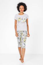 סט פיג'מה 3/4 סנופי קומיקס בצבע אפור - MASHBIR//365