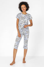 סט פיג'מה 3/4 בהדפס מנומר בגוון כחול - MASHBIR//365