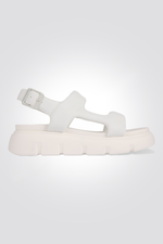 סנדלי פלטפורמה סוליית טרקטור לנשים בצבע לבן