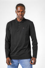 חולצת פולו ארוכה בצבע שחור