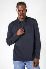 חולצת פולו ארוכה בצבע נייבי