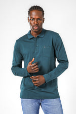 חולצת פולו ארוכה בצבע טורקיז