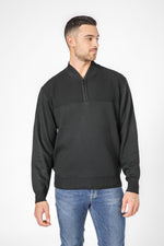 סריג עם צווארון V ורוכסן בצבע שחור