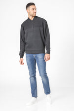 סריג עם צווארון V ורוכסן בצבע אפור