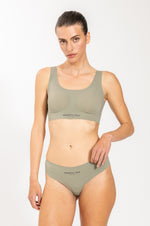 תחתון חוטיני לייזר קאט חלק בצבע ירוק זית