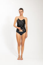 חוטיני לייזר קאט מונוגרם בצבע שחור