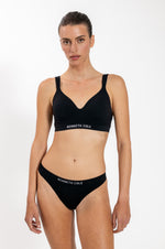 חוטיני ריב רחב אל-תפר בצבע שחור