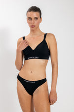 חזיה מרופדת ריב רחב אל-תפר בצבע שחור