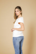 טישירט כותנה פרימיום ללא שרוול בצבע לבן