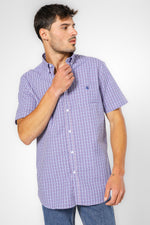 חולצה מכופתרת שרוולים קצרים בצבע נייבי