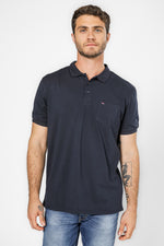 חולצה פולו עם כיס בצבע נייבי