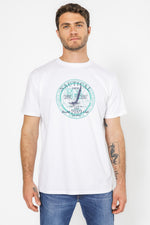 טישירט בייסיק בצבע לבן עם הדפס