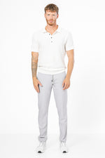 מכנסי אריג טקסטורלים קשירה בצבע אפור