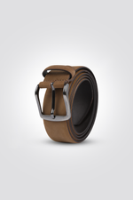 חגורת עור נובוק איטלקי 3.5 ס"מ בצבע קאמל