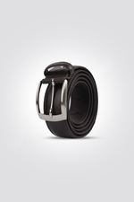 חגורת עור וקנבס איטלקי לגברים 3.5 ס"מ בצבע חום