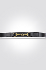 חגורת עור דקה אבזם משולב בצבע שחור