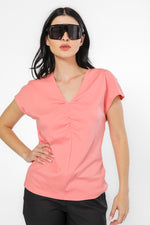 טי כותנה פרימיום שרוול קצר בצבע ורוד