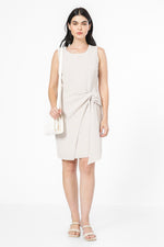 שמלה ללא שרוולים עם קשר בצבע אבן