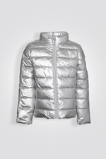 מעיל מרופד בצבע כסף