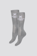 מארז 2 זוגות גרבי ספורט גבוהים בצבע אפור