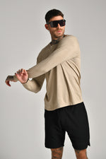 חולצת סימלס רגלן שרוול ארוך בצבע בז'