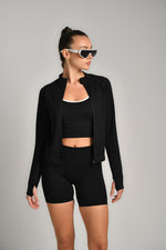 ג'קט ספורט ארוך סימלס רוכסן מלא בצבע שחור