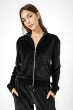 עליונית קטיפה קרופ בצבע שחור