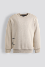 סווטשירט אוברסייז הדפס בגב בצבע כאמל