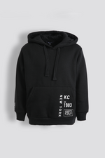 סווטשירט קפוצ'ון עם כיס קנגרו בצבע שחור