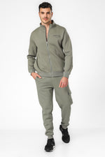 מכנסי טרנינג דגמ"ח בגזרת Slim בצבע זית