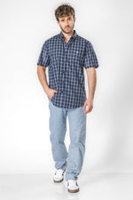 חולצה מכופתרת הדפס משבצות שרוולים קצרים