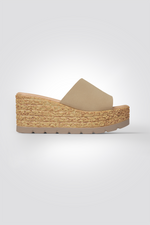 כפכפי פלטפורמה רצועה רחבה בצבע בז'