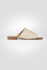 כפכפים דמוי עור רצועה רחבה בצבע בז'