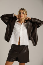 ג'קט בומבר עור עם קפלים | קנת קול