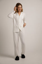 סט פיג'מה ארוך מבד ריב | קנת קול