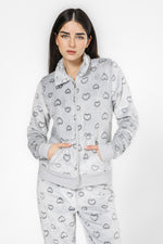 סט פיג'מה פלאפי לבבות עם רוכסן