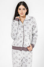 סט פיג'מה פלאפי לבבות עם רוכסן